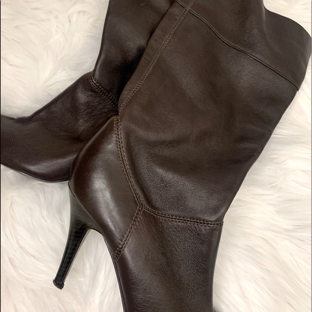 Brown leather mid leg Banana Republic boots